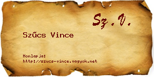 Szűcs Vince névjegykártya